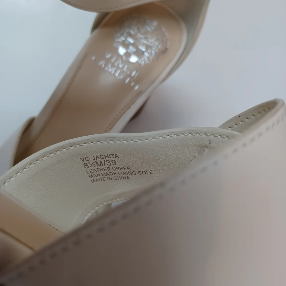 Vince‎ Camuto Heels White Strappy Ankle Wrap Stacked Heel Sandals Womens 8.5 NEW